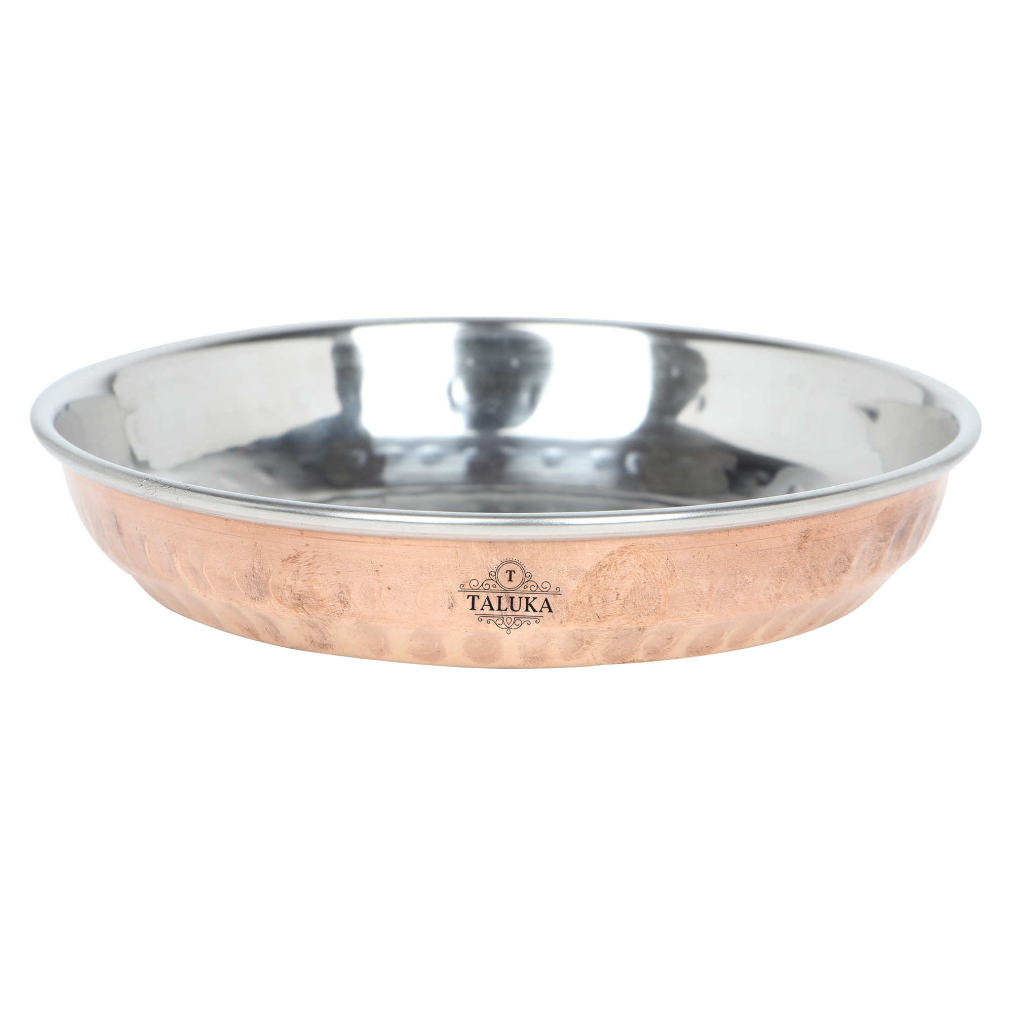 Pure Copper Thali Set - 8 Piece Dinnerware Set, 13.0 Inch Diameter, Copper Color, Functional & Fashionable Design For Authentic Indian Dining Experience