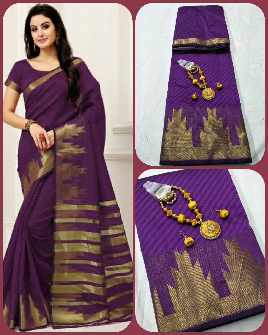 Woven Magenta Exclusive Leechi Jacquard Weaving Saree