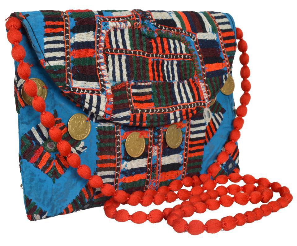Vintage Banjara Fabric Clutch Bag - 7x9 Inches Snap Button Closure | Lightweight Design For Women