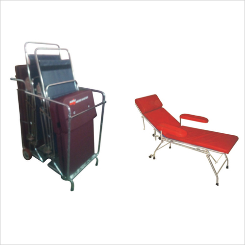 Portable Blood Donor Couch - Stainless Steel Frame, 66L x 20W x 20H Inches | Lightweight, Foldable, Shock Position Conversion within 10 Seconds, Wedge Shaped Armrest for Comfort, Supports Up to 150 kg