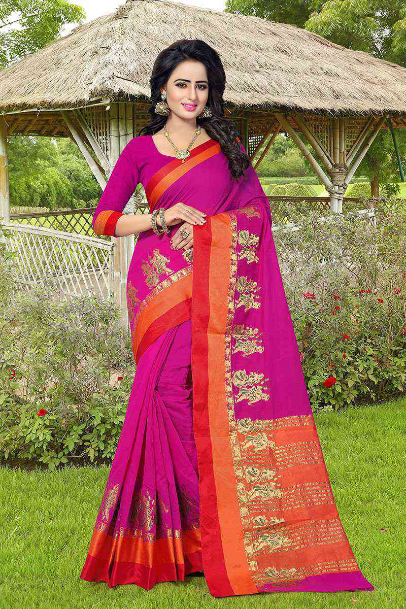 Magenta Exclusive Weaving Silk Sarees