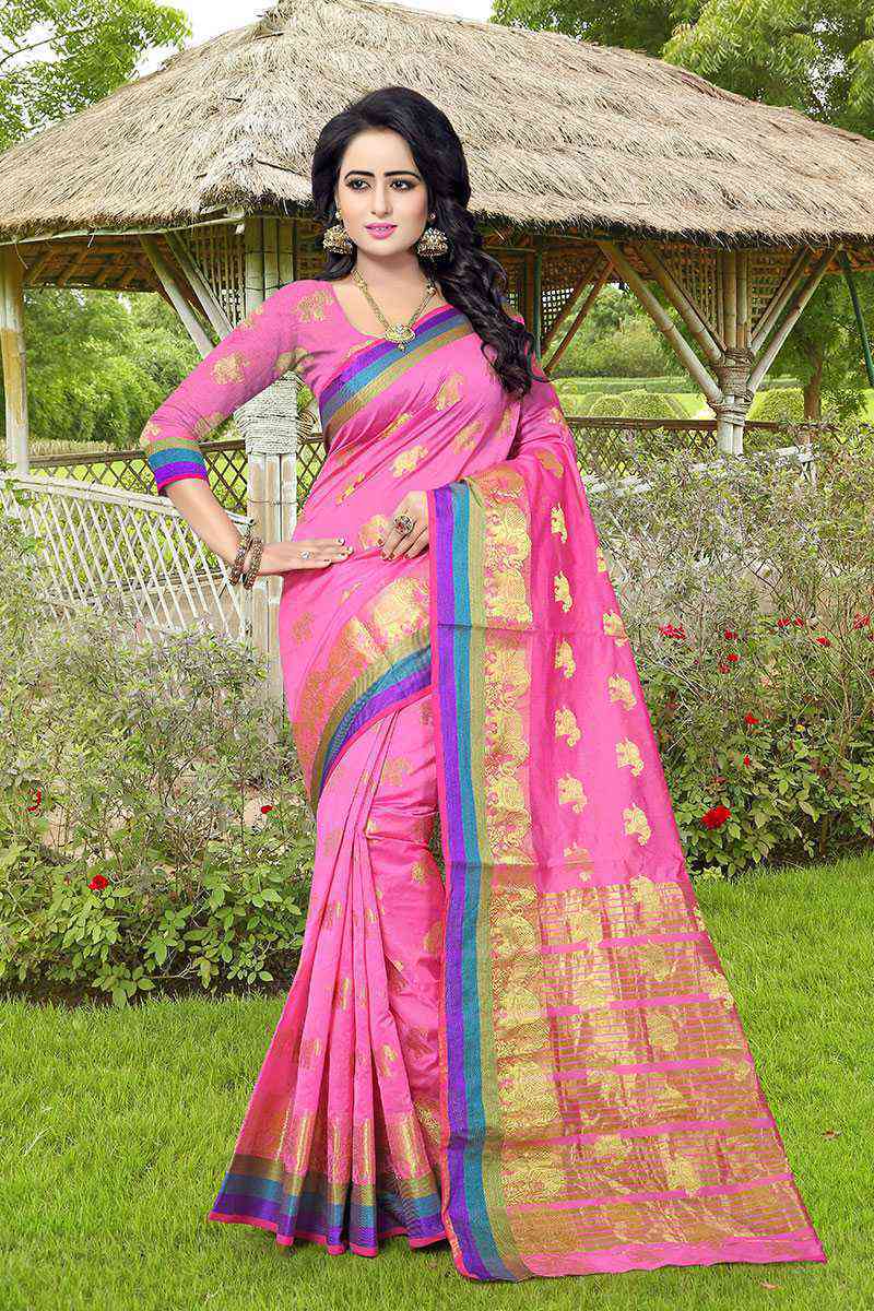Magenta Exclusive Weaving Silk Sarees