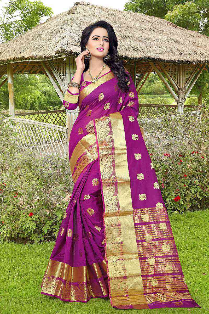 Magenta Exclusive Weaving Silk Sarees