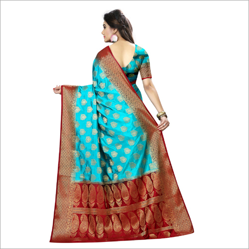 Blue And Maroon Ladies Lycra Sarees