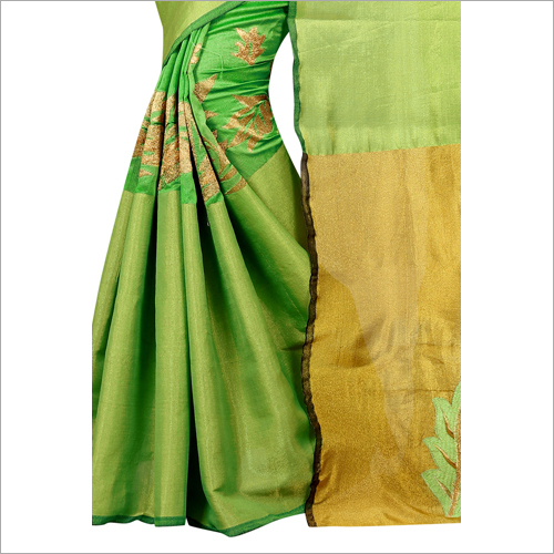 Ladies Cotton Printed Saree - Green Color | Designer Fashion Statement For Elegant Occasions