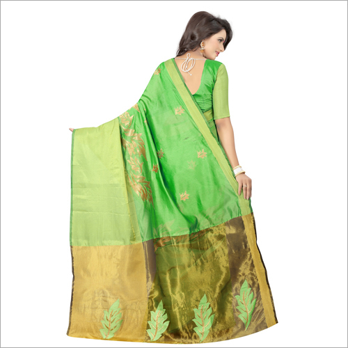 Ladies Cotton Printed Saree - Green Color | Designer Fashion Statement For Elegant Occasions