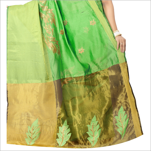 Ladies Cotton Printed Saree - Green Color | Designer Fashion Statement For Elegant Occasions