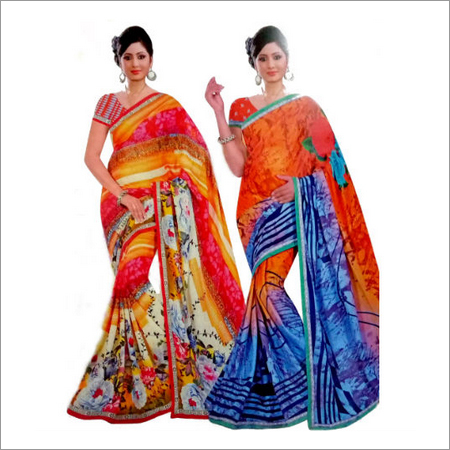 महिलाओं के डिज़ाइनर प्रिंट साड़ियाँ