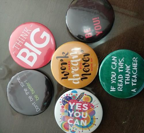 Button Badges - Customised Plastic with Lamination, 44mm or 58mm Sizes, Any Pattern Available