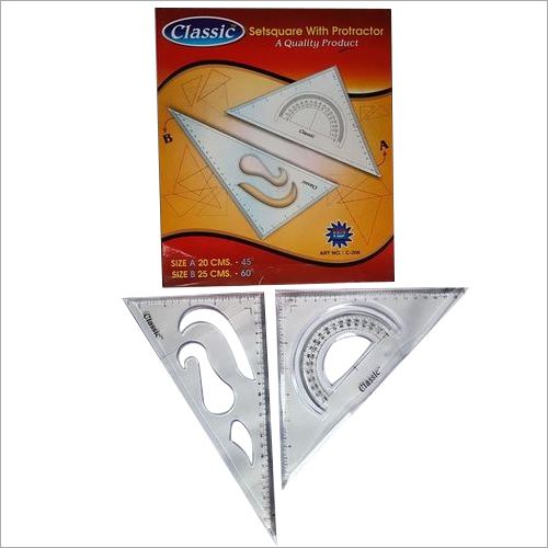 Setsqure With Protractor - Plastic Rectangle, 2-6 Inch Size | Ideal For Precision Drawing And Accurate Measurements