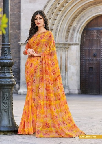 Orange Lovely Georgette Saree