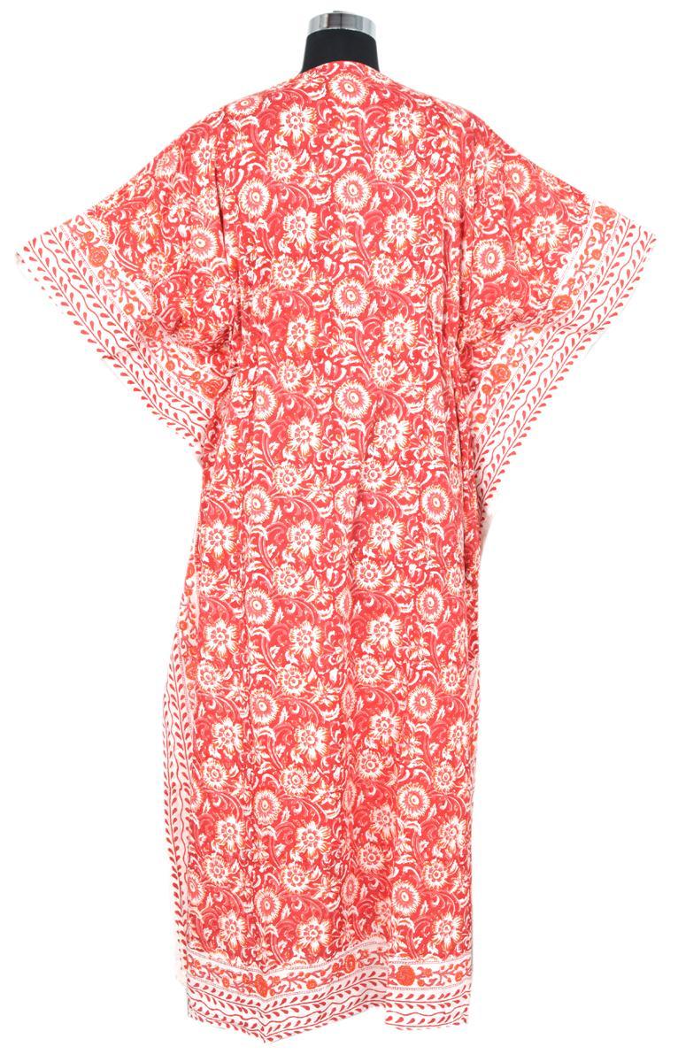 Multi Color Cotton Hand Block Printed Long Womens Kaftan Dr49