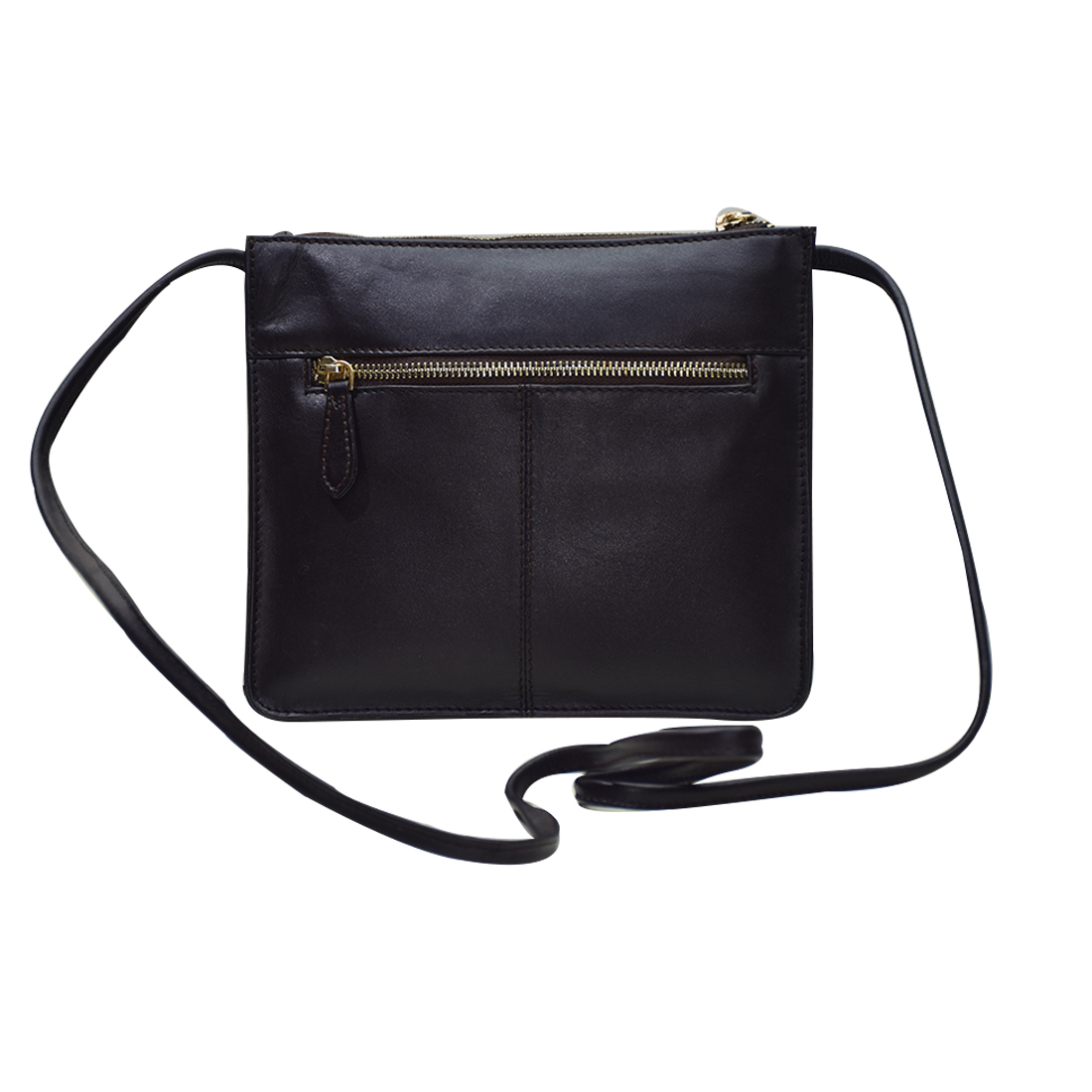 Black Leather Sling Crossbody Bag