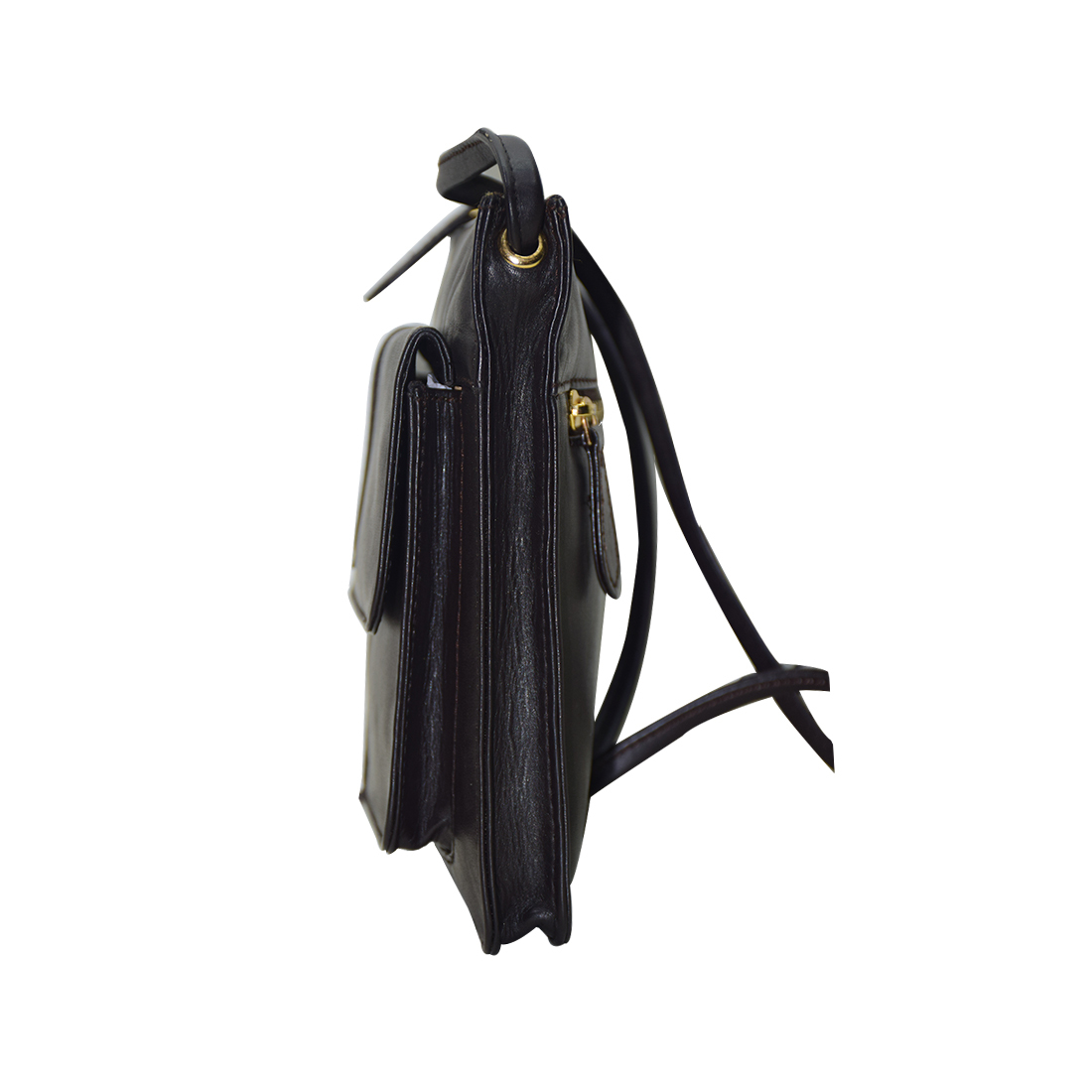 Black Leather Sling Crossbody Bag
