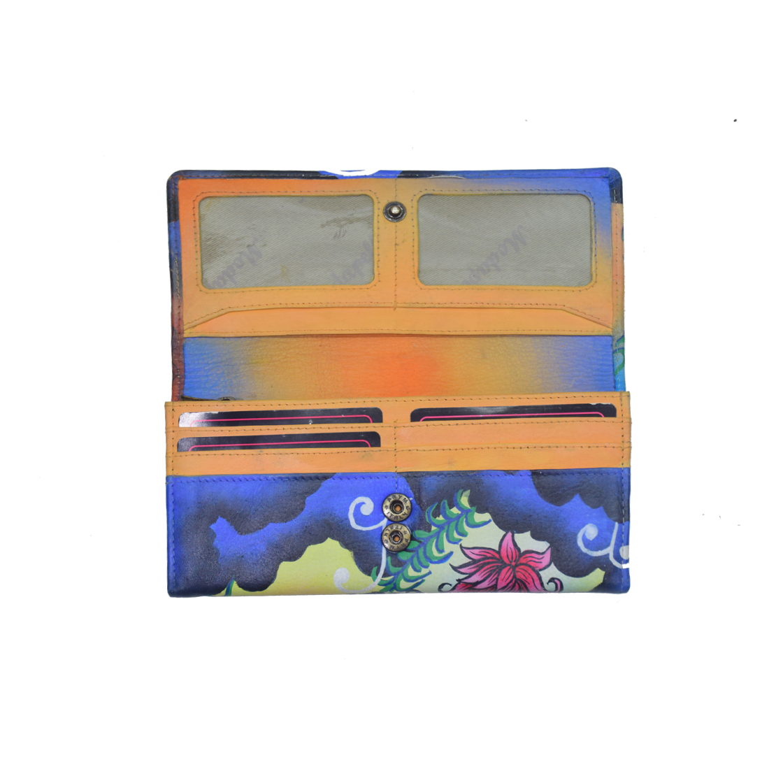 Hand Painted Leather Wallet - 12 Credit Card Slots, Zip Compartments & Slip Pockets | Stylish And Secure Design For Shopping And Daily Use