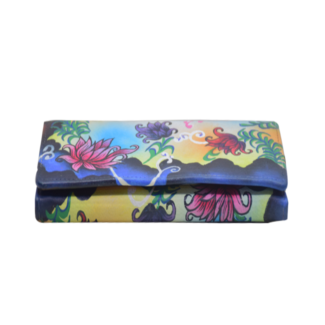 Hand Painted Leather Wallet - 12 Credit Card Slots, Zip Compartments & Slip Pockets | Stylish And Secure Design For Shopping And Daily Use