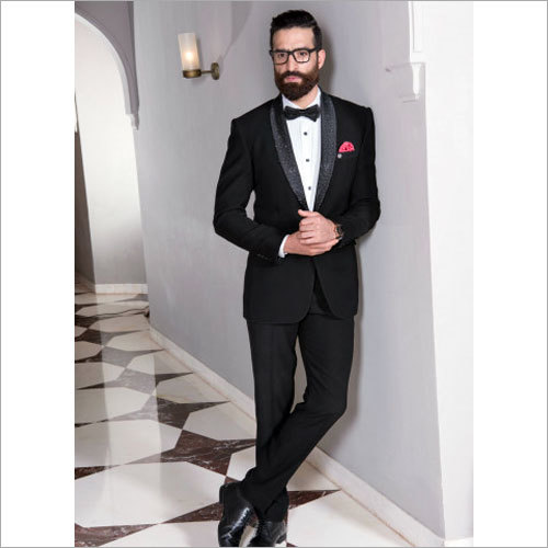 क्लासिक शॉल कॉलर काला सूट