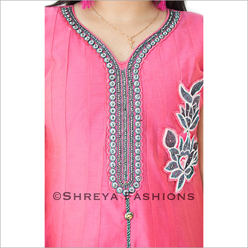 Anarkali Suit - Net Fabric, Floor Length, Pink Color | Elegant Embroidery, Sleeveless, Comfortable Wear, Eye-catchy Look, Intricate Pattern