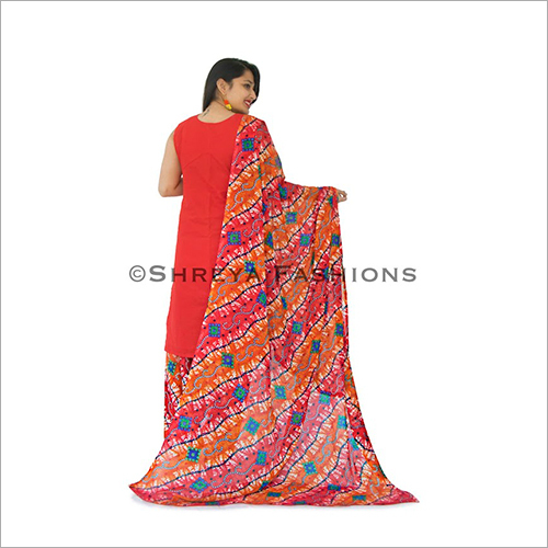 Patiala Suit - Cotton, 54 Inches, Red | Floral Embroidery, Soft Fabric, Sleeveless, Easy Wash