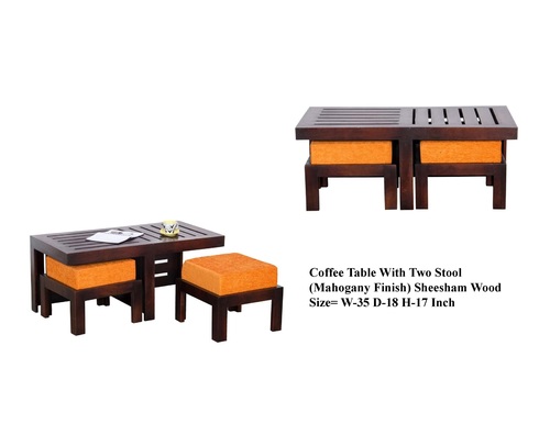 Brown And Orange Coffeetable With Two Stool