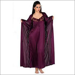 Nighties - Satin Fabric, Sizes S to XXL, Plain Pattern with Laces , Short Sleeve Design for All Seasons