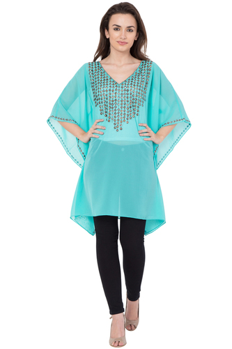 Kaftan - Poly Georgette, Sizes S, M, L | Beaded Decoration, Ethnic Indian Design