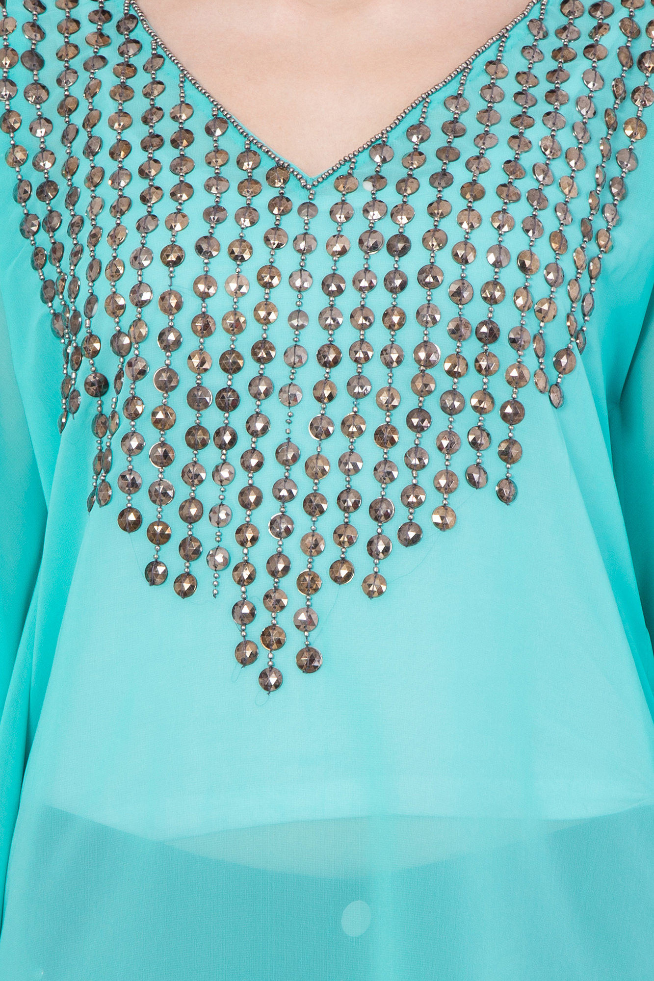 Kaftan - Poly Georgette, Sizes S, M, L | Beaded Decoration, Ethnic Indian Design