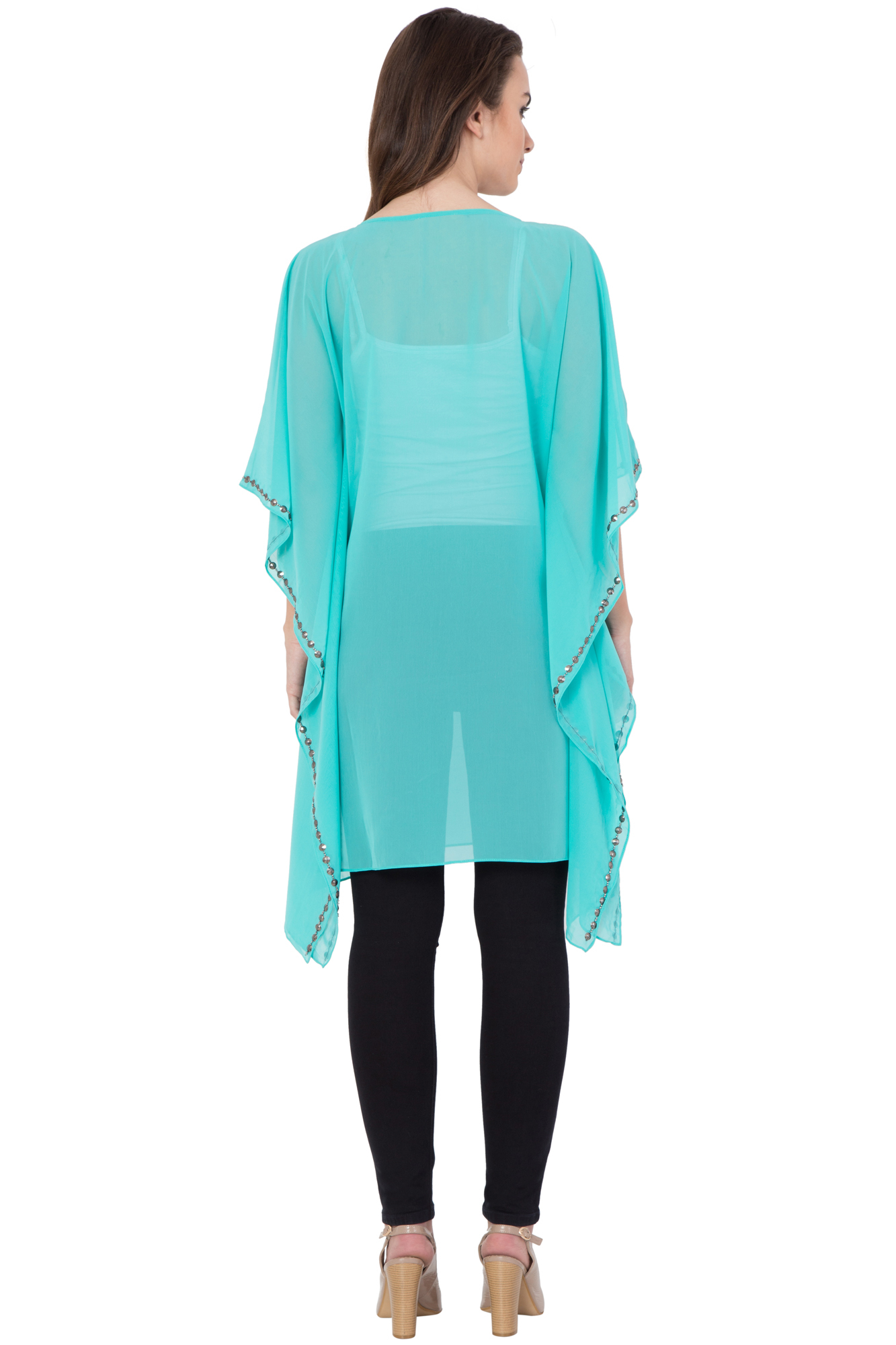 Kaftan - Poly Georgette, Sizes S, M, L | Beaded Decoration, Ethnic Indian Design