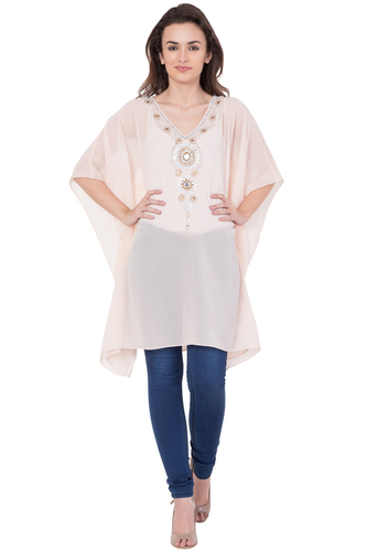 Kaftan - Polyester, Size S, Waist 40, Bust 1016, Hip 1016 | Beaded Pattern, Western Dress Type, Ethnic Indian Style