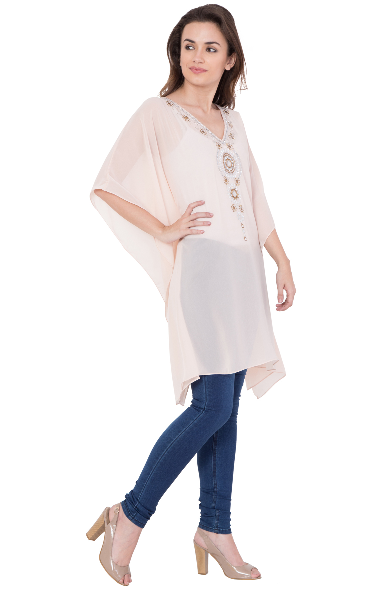 Kaftan - Polyester Beaded Design, Size S | All Season Wear, Dry Clean Feature, Our Logo