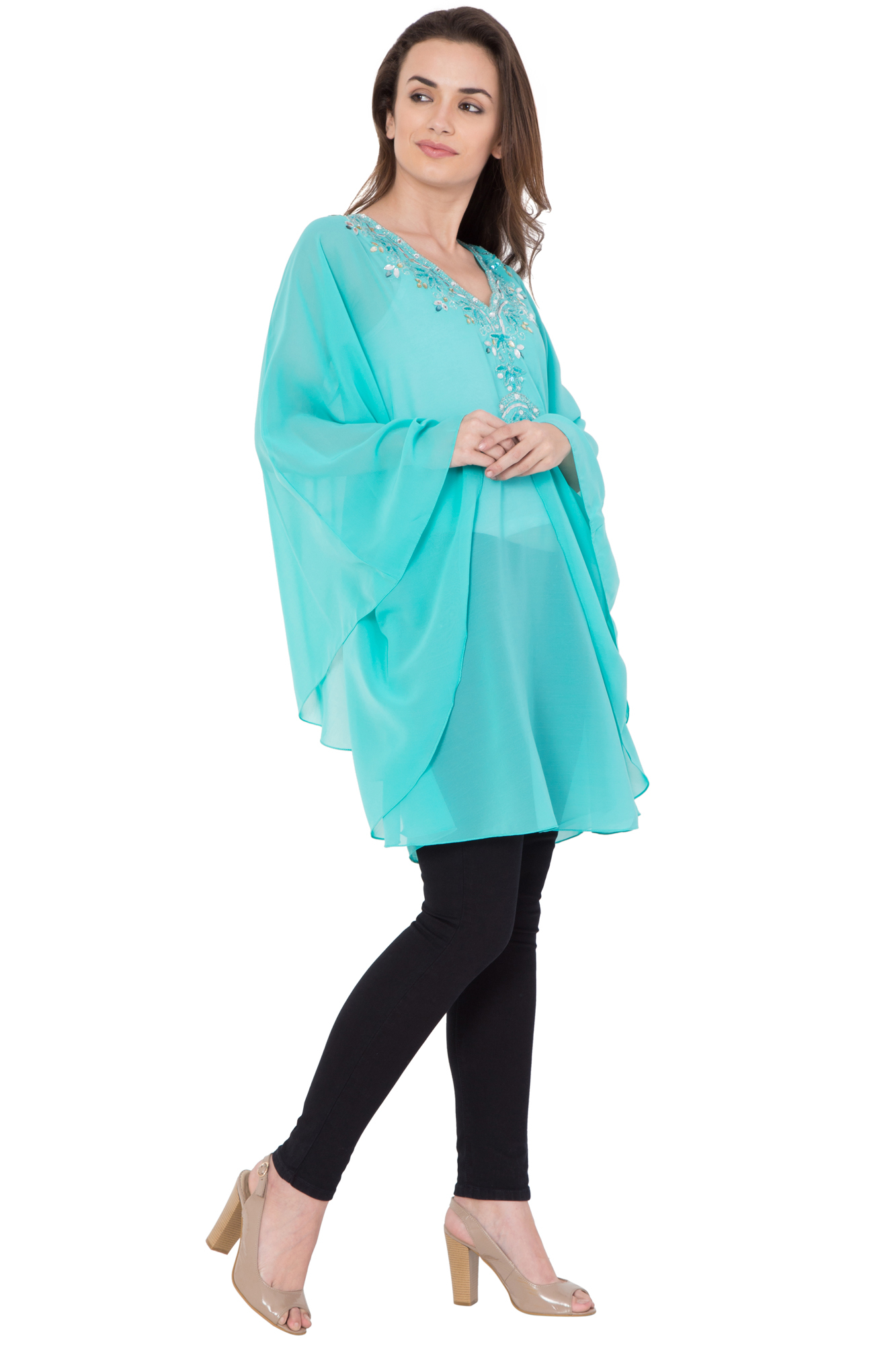 Kaftan - Polyester Material, Size S/m/l, Handwork Beaded Decoration | Indian Ethnic Design, Western Dress Type