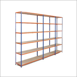 Slotted Angle Rack - Heavy Duty Steel, 6 Layers, Customizable Height | Adjustable, Rust Free, Dent Resistant, Corrosion Resistant, Easy To Install, Suitable For Commercial And Industrial Use, Blue & Orange