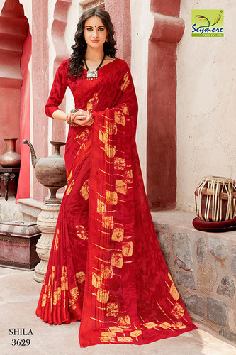 Red Daily Wear Printed Saree