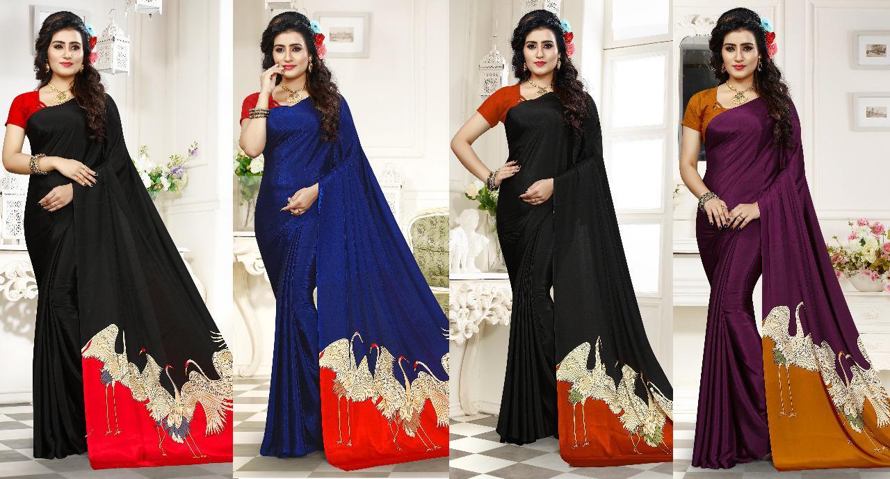 Hiraj Black Designer Saree On Kostub Satin Print
