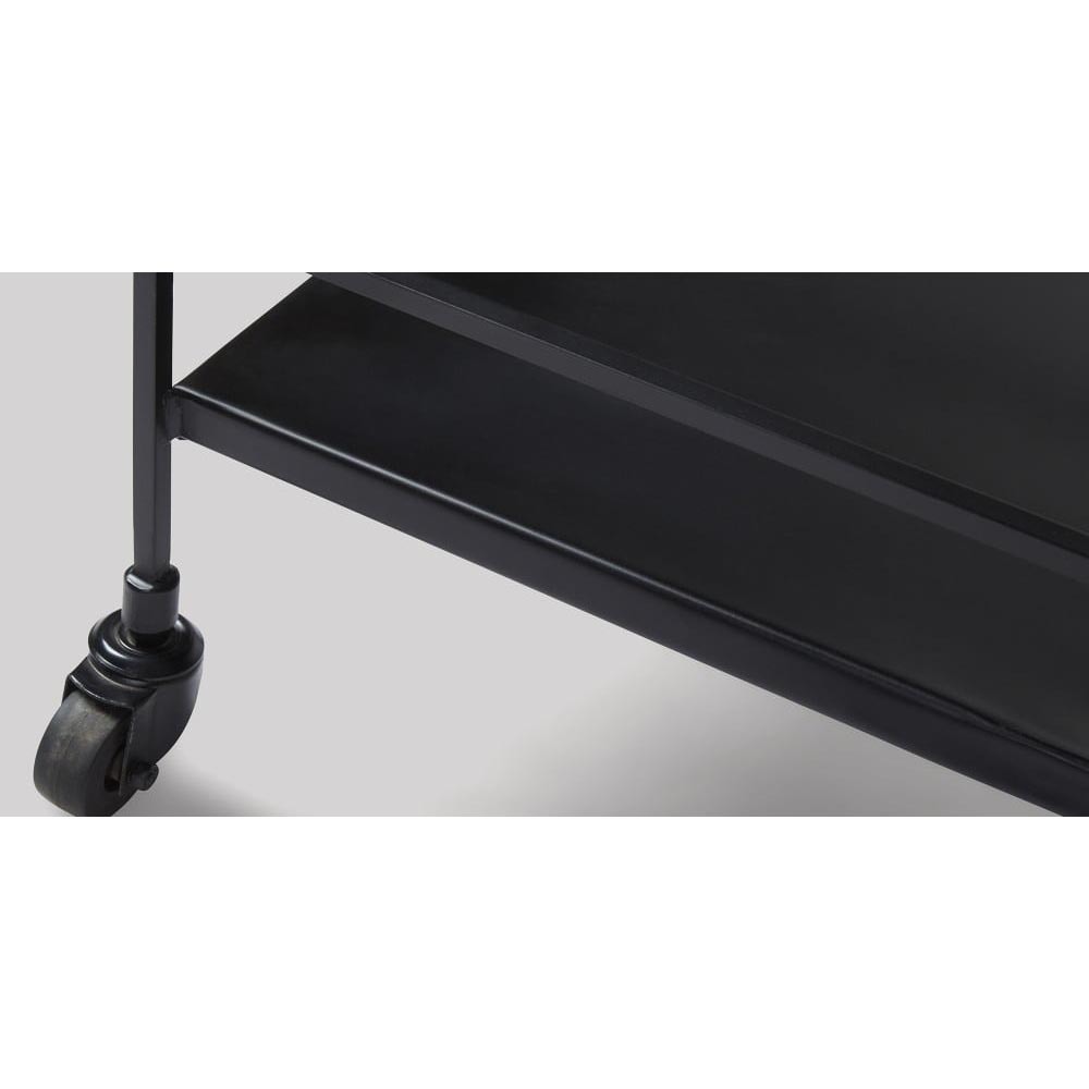 Food Serving Trolley - Iron, 41x31x64 Cm, Matte Black Finish | Heavy-duty Wheels, Elegant Design, Stackable
