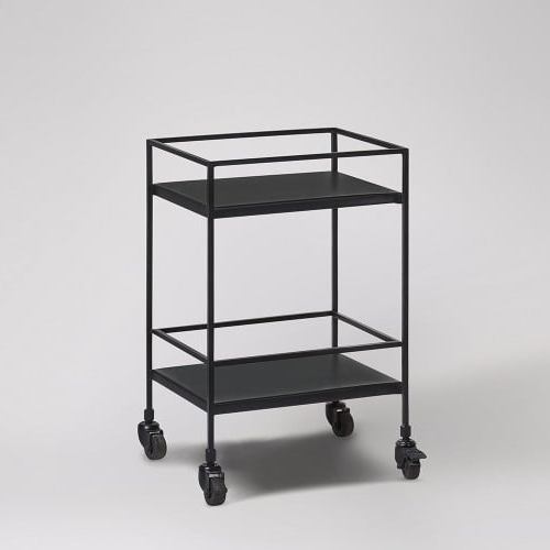 Food Serving Trolley - Iron, 41x31x64 Cm, Matte Black Finish | Heavy-duty Wheels, Elegant Design, Stackable