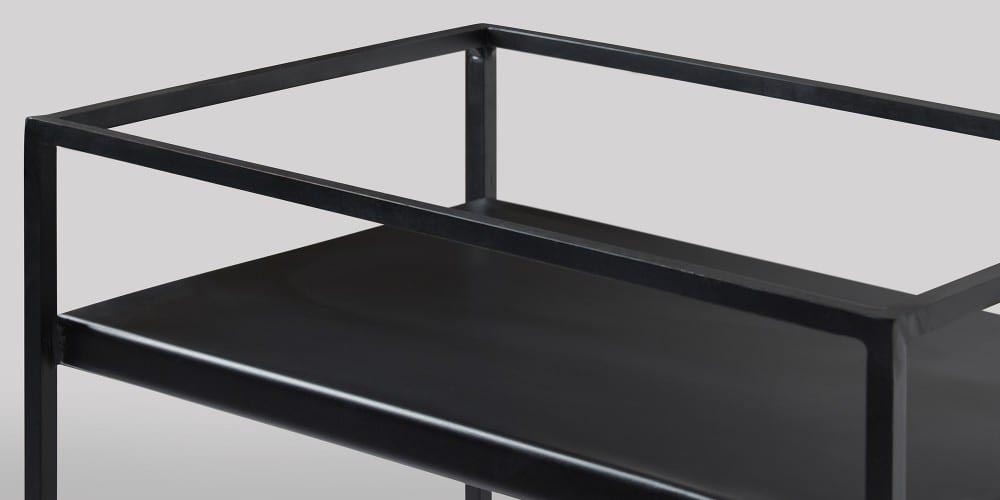 Food Serving Trolley - Iron, 41x31x64 Cm, Matte Black Finish | Heavy-duty Wheels, Elegant Design, Stackable