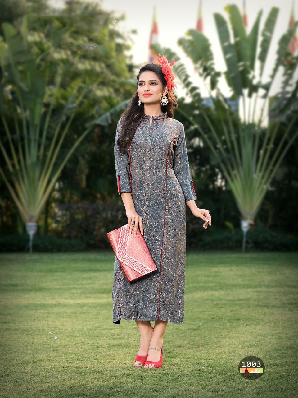 Sethnic Off Shoulder Kurti - Rayon Fabric Available Sizes M To Xxl Vibrant Red Color Modern Style With Short Sleeves Embroidered And Printed Patterns