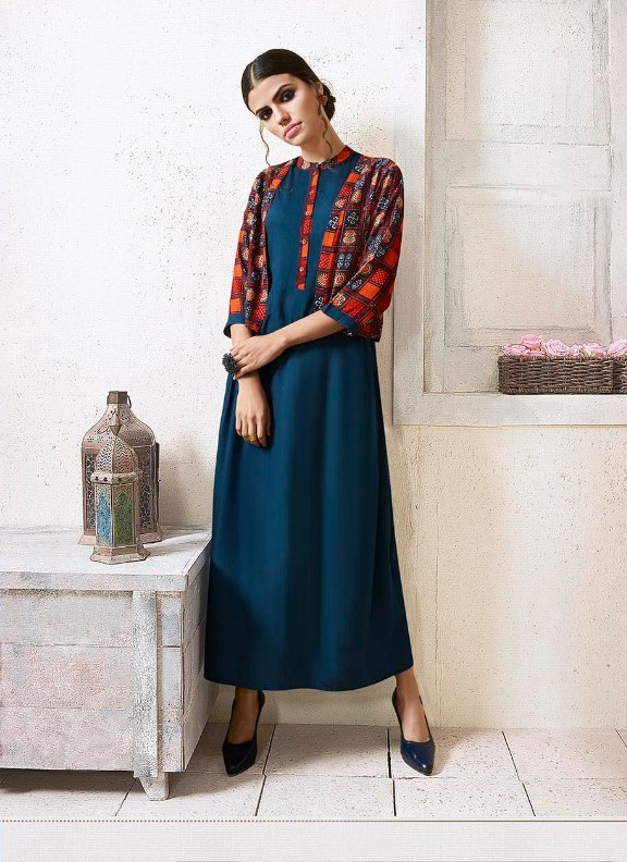 Designer Silk Printed Kurti