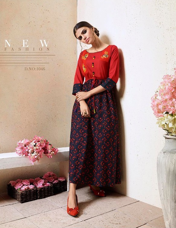 Designer Silk Printed Kurti