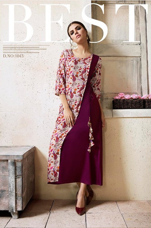 Designer Silk Printed Kurti