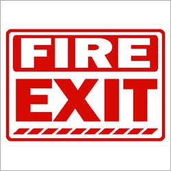 Fire Exit Safety Signage - Mild Steel, 5-10 Kilograms, Red Color | Essential Hazard Identification and Emergency Instruction for Workplace Safety