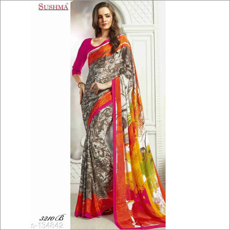 Ladies Anugraha Brand Printed Crepe Saree