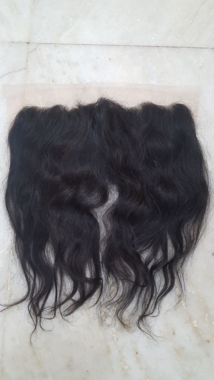Lace Frontal Closure - 100% Remy Virgin Indian Human Hair 330.2x101.6 Cm | Transparent Lace Natural Wavy Style Tangle Free Soft & Bouncy