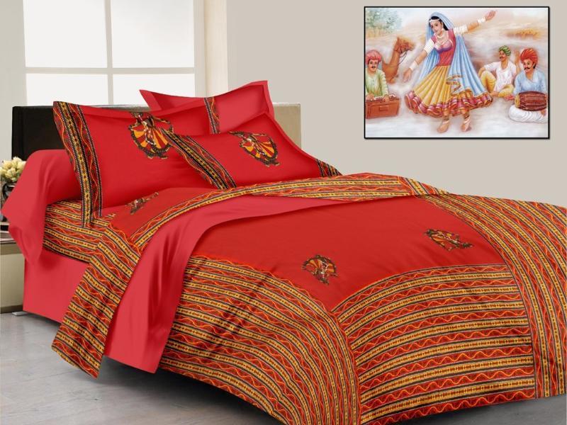 Patchwork Bed Sheet - 100% Cotton, King Size 90x108 Inches, Multicolor Hand-block Print, Includes Two 17x27 Inch Pillow Covers, No Shrinkage