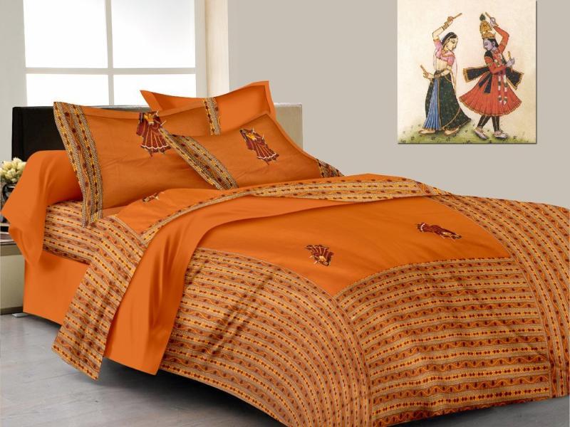 Green Jaipuri Patch Work Bed Sheet