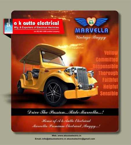 Golf Cart - Electric, 2-Seater, 500 kg, Yellow | Comfortable Seats, Modern Design, Smooth Driving, Safe Operation, Top Speed 25 mph