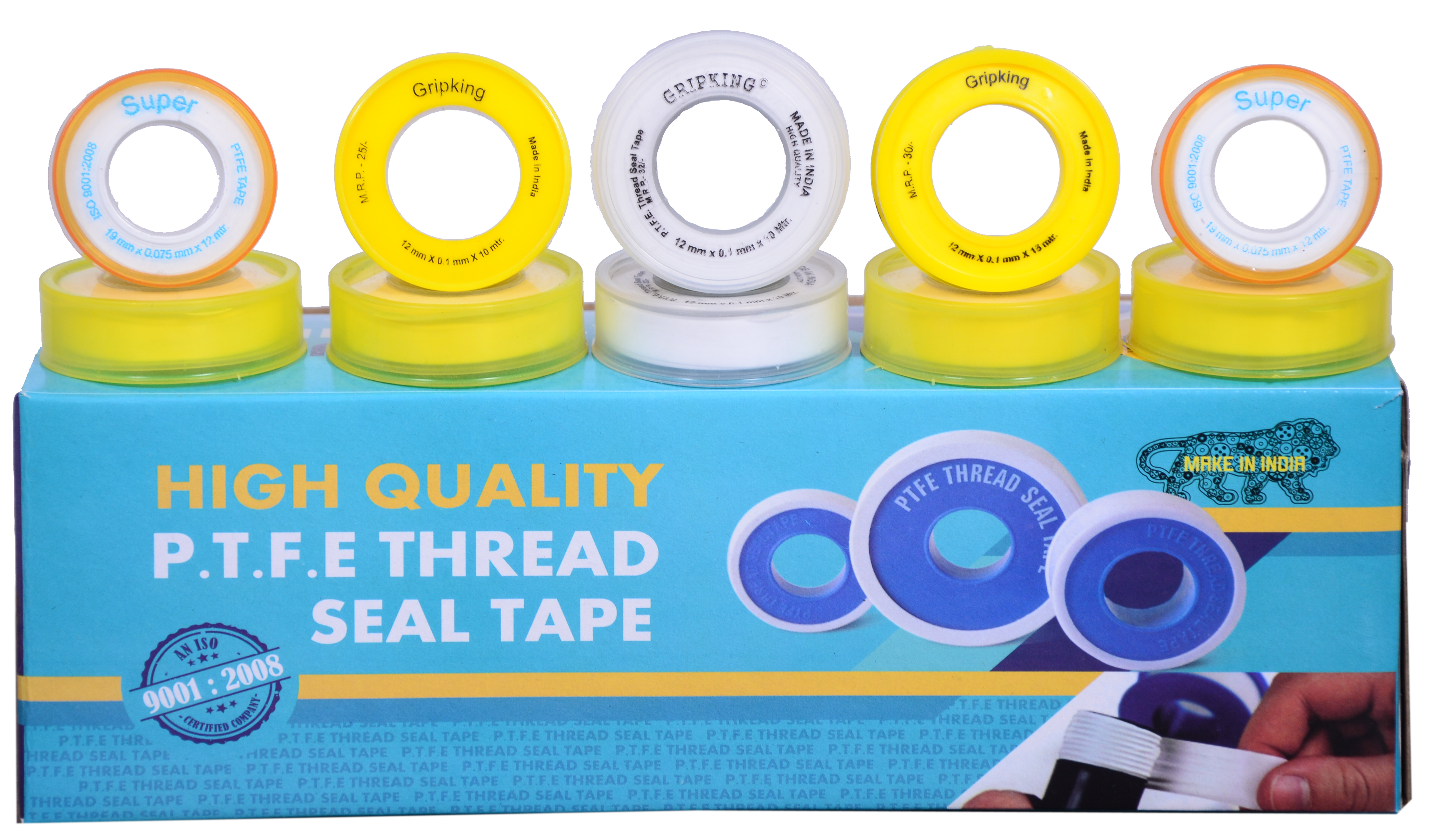 Ptfe Thread Seal Tape - 10m Length, 12mm Width, Orange Color | Durable, Easy Use, Excellent Seal, Fine Finish, Recyclable, High Tensile Strength