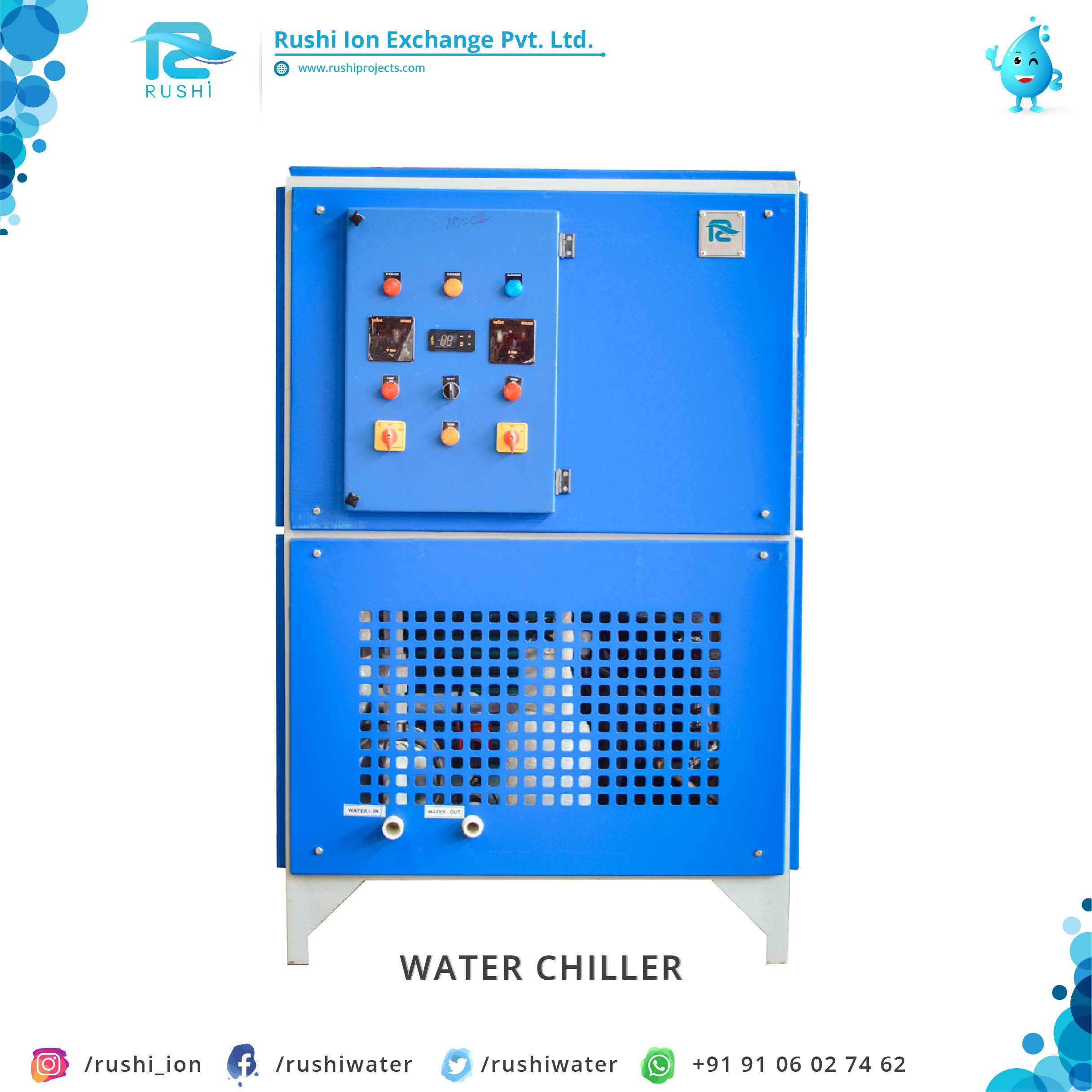Water Chiller - Ms Powder Coated, 5 Ton Capacity, 600-750 L/hr Flow, 6100 Watt Power | Easy Maintenance, Low Power Consumption, Digital Temp Control