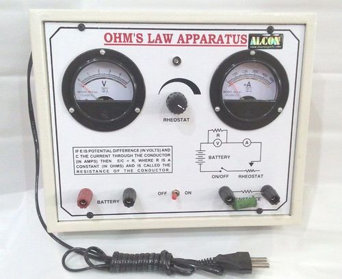 Ohms Law Apparatus - Mild Steel, 220-250 Volt | Black and White Design for Laboratory Use